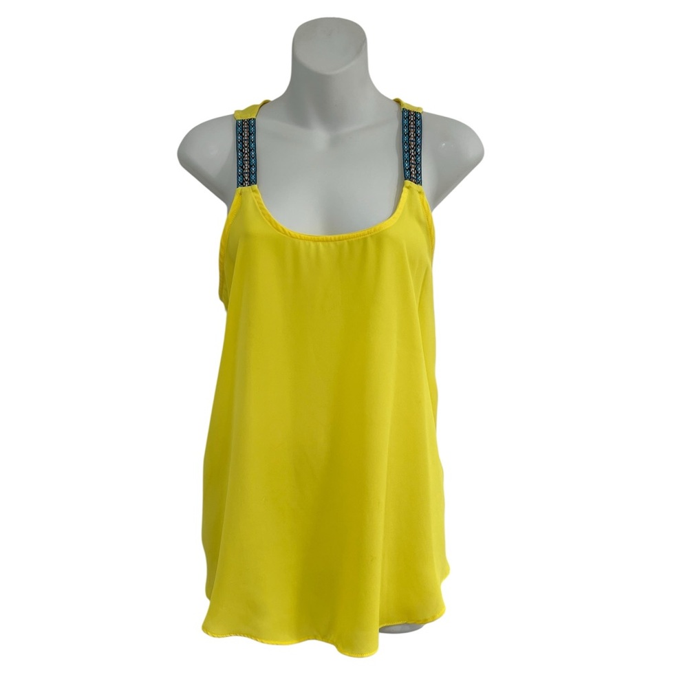 Sunny Yellow Tank Top with Embellished Straps in Size Women’s Large
